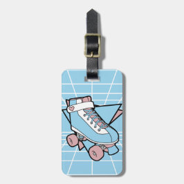 Uw Schaats tandpasta Blue Cartoon Rollerskate Bagagelabel