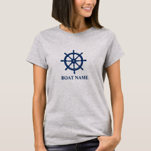 Uw schip of naam & zeemacht scharniert grijs t-shirt