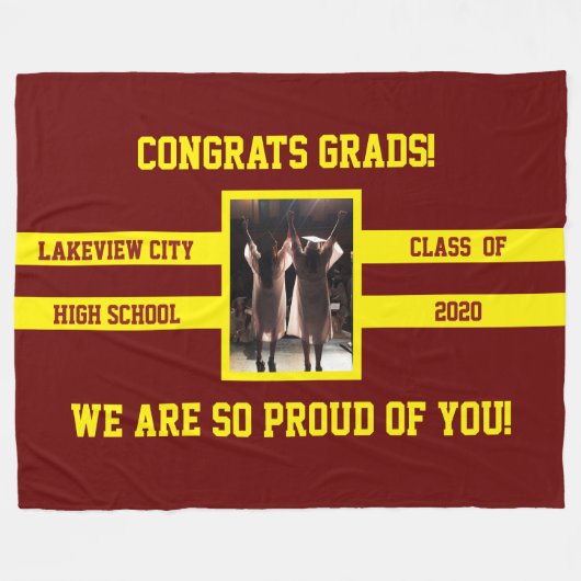 Uw schoolkleuren en fotogeeften fleece deken (Voorkant (Horizontaal))