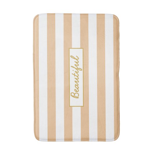 Uw Scriptbericht Preppy Peach en White Stripe Badmat (Voorkant Verticaal)