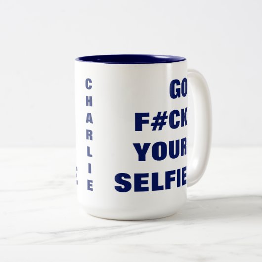 UW SELFIE aangepaste monogram-mokken Tweekleurige Koffiemok (Voorkant rechts)