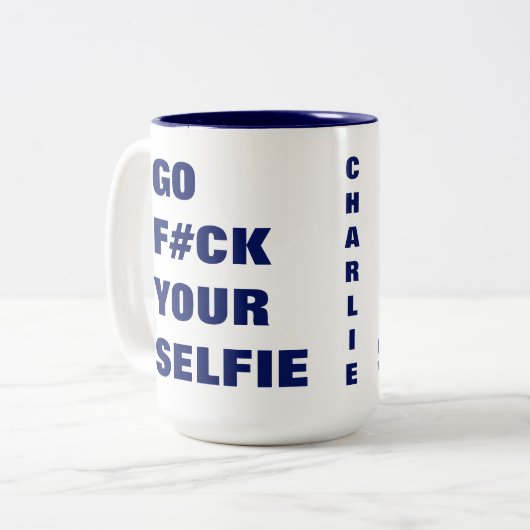 UW SELFIE aangepaste monogram-mokken Tweekleurige Koffiemok (Voorkant links)