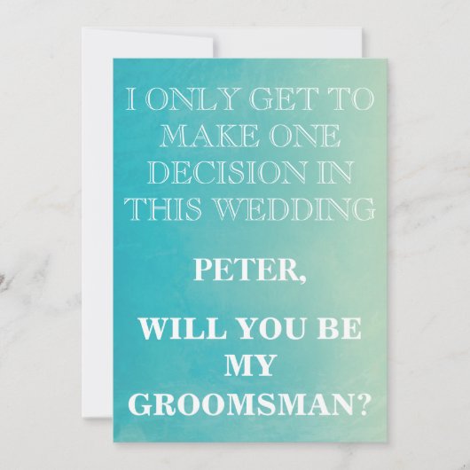 Uw service als Groomsman-aanvraag Kaart (Voorkant)