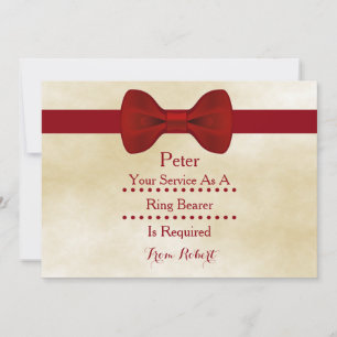 Uw service als Ring Bearer is vereist Red Bow Kaart