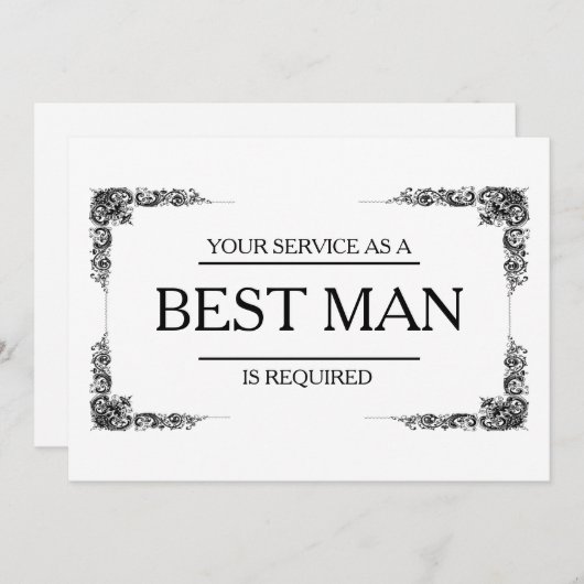 Uw service is aangevraagd als beste man-Groomsman Kaart (Voorkant / Achterkant)