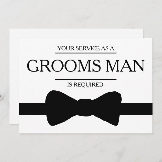 Uw service is aangevraagd als beste man-Groomsman Kaart (Voorkant / Achterkant)