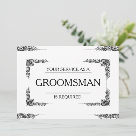 Uw service is aangevraagd als Groomsman Kaart (Staand voorkant)