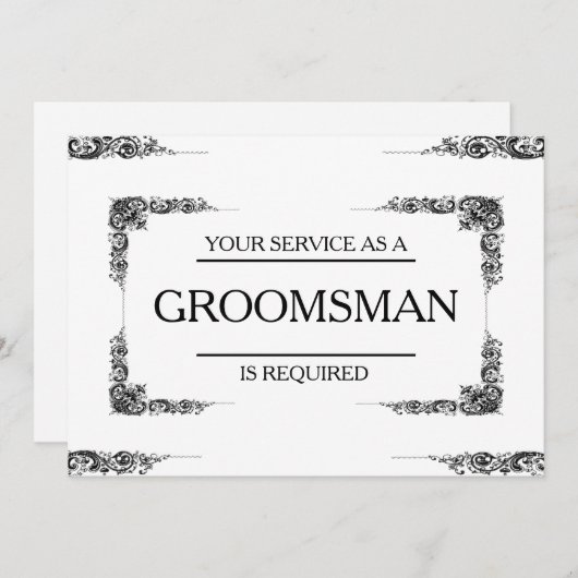 Uw service is aangevraagd als Groomsman Kaart (Voorkant / Achterkant)