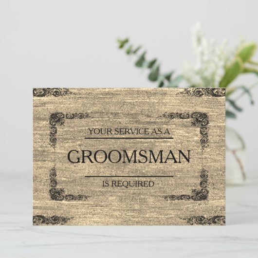 Uw service is aangevraagd als Groomsman Kaart (Staand voorkant)