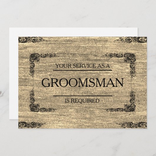 Uw service is aangevraagd als Groomsman Kaart (Voorkant / Achterkant)