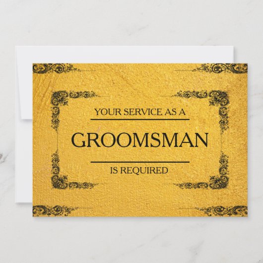Uw service is aangevraagd als Groomsman Kaart (Voorkant)