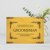 Uw service is aangevraagd als Groomsman Kaart (Staand voorkant)