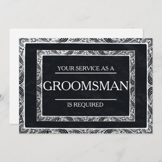 Uw service is aangevraagd als Groomsman Kaart (Voorkant / Achterkant)
