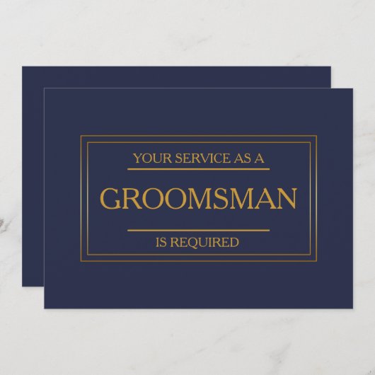 Uw service is aangevraagd als Groomsman Kaart (Voorkant / Achterkant)