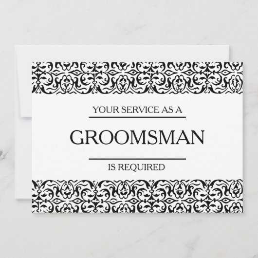 Uw service is aangevraagd als Groomsman Kaart (Voorkant)