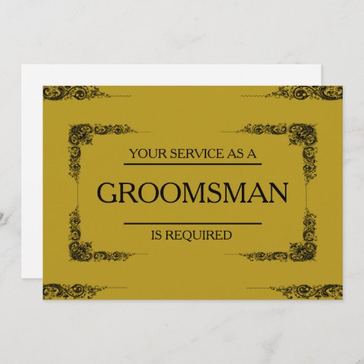 Uw service is aangevraagd als Groomsman Kaart (Voorkant / Achterkant)