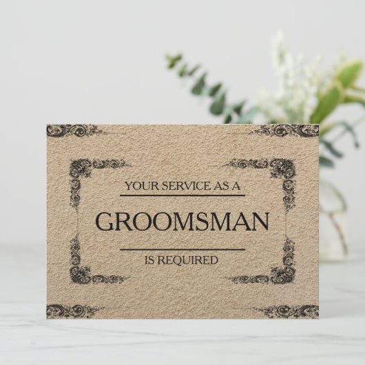 Uw service is aangevraagd als Groomsman Kaart (Staand voorkant)