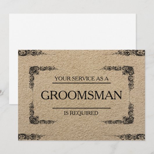 Uw service is aangevraagd als Groomsman Kaart (Voorkant / Achterkant)