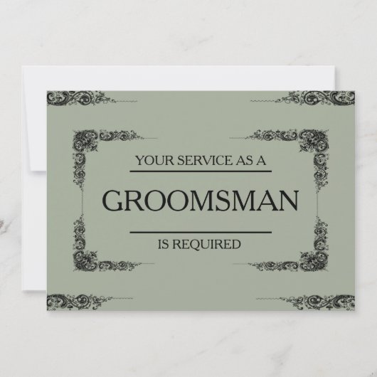 Uw service is aangevraagd als Groomsman Kaart (Voorkant)