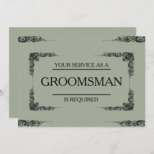 Uw service is aangevraagd als Groomsman Kaart (Voorkant / Achterkant)