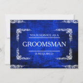 Uw service wordt aangevraagd als Groomsman Blue Je Kaart (Voorkant)