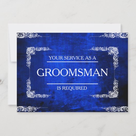 Uw service wordt aangevraagd als Groomsman Blue Je Kaart (Voorkant)