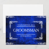 Uw service wordt aangevraagd als Groomsman Blue Je Kaart (Voorkant / Achterkant)