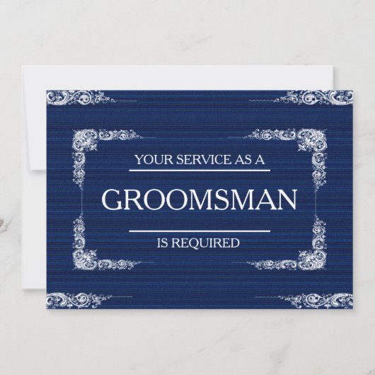 Uw service wordt aangevraagd als Groomsman Blue Je Kaart (Voorkant)