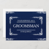 Uw service wordt aangevraagd als Groomsman Blue Je Kaart (Voorkant / Achterkant)