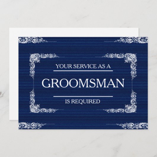 Uw service wordt aangevraagd als Groomsman Blue Je Kaart (Voorkant / Achterkant)