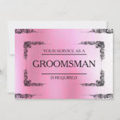 Uw service wordt aangevraagd als Groomsman roze ve Kaart (Voorkant)