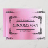 Uw service wordt aangevraagd als Groomsman roze ve Kaart (Voorkant / Achterkant)