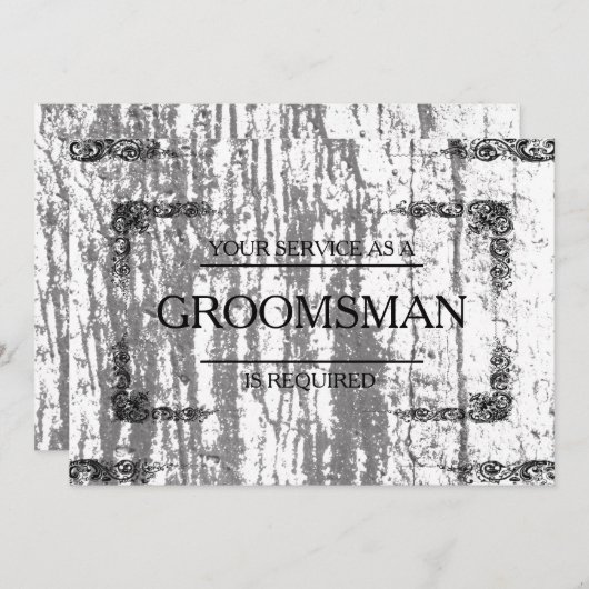 Uw service wordt aangevraagd als Groomsman Wooden Kaart (Voorkant / Achterkant)