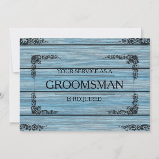 Uw service wordt aangevraagd als Groomsman Wooden Kaart (Voorkant)