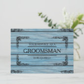 Uw service wordt aangevraagd als Groomsman Wooden Kaart (Staand voorkant)