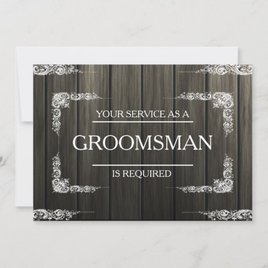 Uw service wordt gevraagd als groomsman Wooden Kaart (Voorkant)