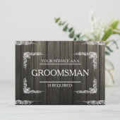Uw service wordt gevraagd als groomsman Wooden Kaart (Staand voorkant)