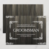 Uw service wordt gevraagd als groomsman Wooden Kaart (Voorkant / Achterkant)