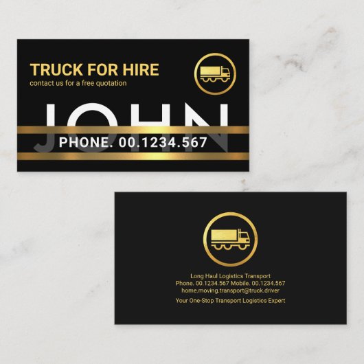 Uw speciale naam Gold Lines Trucker Visitekaartje (Voorkant / Achterkant)