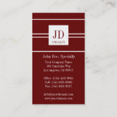 Uw specialiteit donkere Cherry Stripe Pendant Gold Visitekaartje (Achterkant)