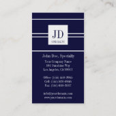 Uw specialiteit Platinum Dark Blue Striped Pendant Visitekaartje (Achterkant)