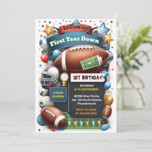 Uw Sport kinder jongens ticket Football 1e Verjaar Kaart (Staand voorkant)