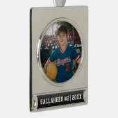 Uw sportfoto | Gepersonaliseerd Ornament Verzilverd Banner Ornament (Rechts)