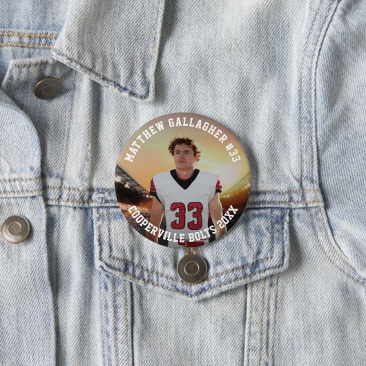 Uw sportfoto | Gepersonaliseerde Team Photo Button (In situ)