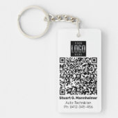 Uw Square Logo Digital Vaccine QR Code Foto ID Sleutelhanger (Voorkant)