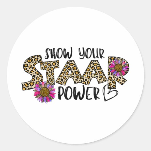 Uw Start Power Leopard Teacher Testing examen Test Ronde Sticker (Voorkant)