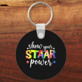 Uw Start Power Teacher Testing Examen Dag Cut Sleutelhanger (Voorkant)