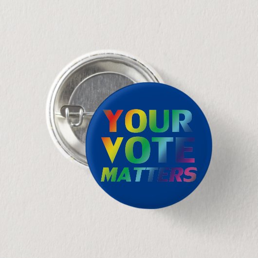 " uw stem is belangrijk " - blauwe pride lgbtq kno ronde button 3,2 cm (Voorkant /achterkant)