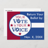 Uw stem is uw votum-mail in stemherinneringen briefkaart (Voorkant / Achterkant)