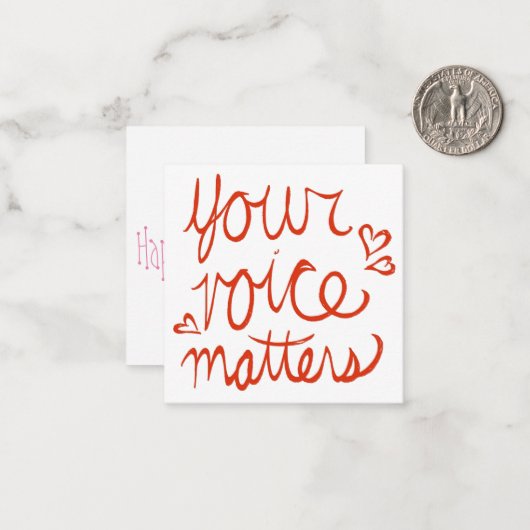 Uw stem past Valentijn aan Notitiekaartje (Voorkant / Achterkant in situ)